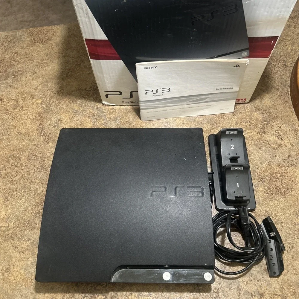 Sony PS3 - Slim 120GB Black Console Cech 2001A With Box And Manual*READ*